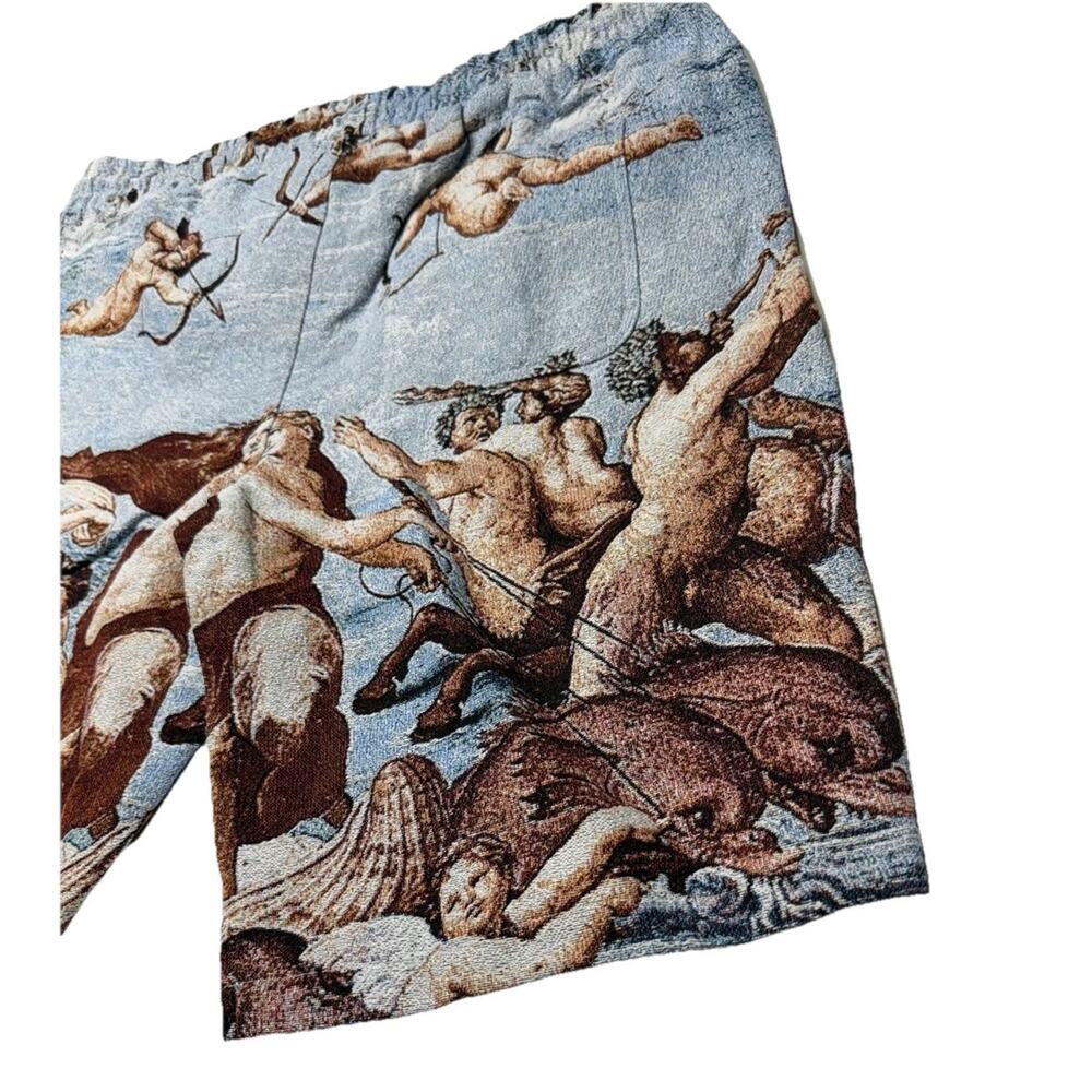 Rebel Vengeance Tapestry Shirt & Shorts Set Mens L Renaissance Angel Cherub Art - Picture 8 of 8